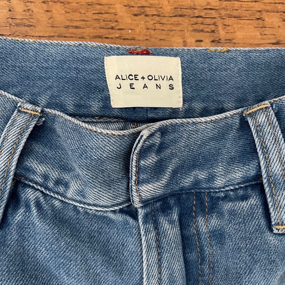 Alice + Olivia Cay Denim Cargo Jeans Size 24 Wide Leg Utility - Picture 4 of 10